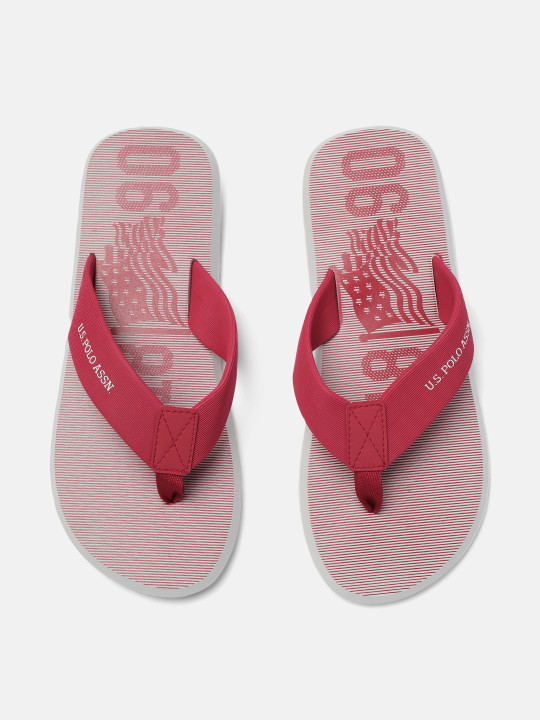 U.S. Polo Assn. Men Red & White Striped MARINOS Thong Flip-Flops