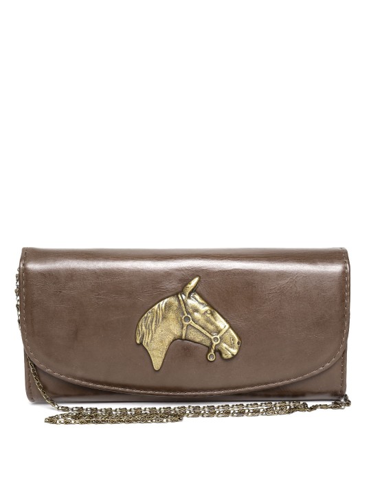 The Rider's Side Brown Horse Head Leather Clutch