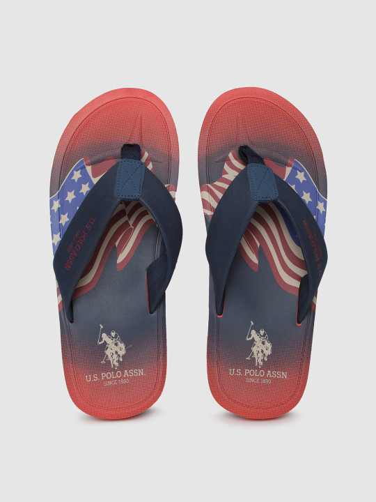 U.S. Polo Assn. Men Blue & Red Printed Thong Flip-Flops