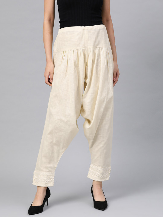 Women Off-White Solid Salwar