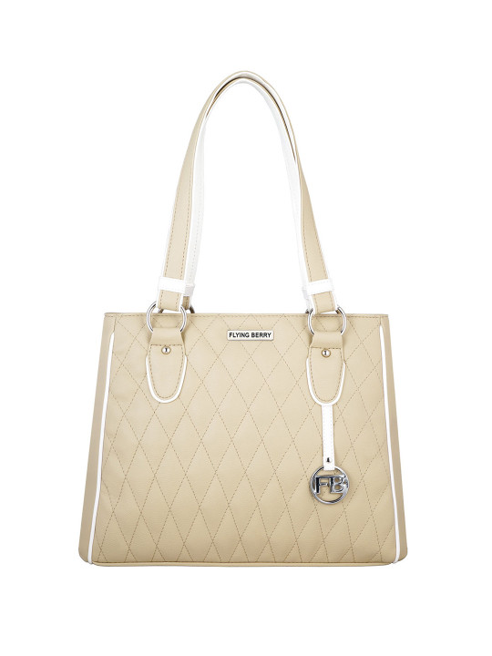 FLYING BERRY Beige Solid Handheld Bag