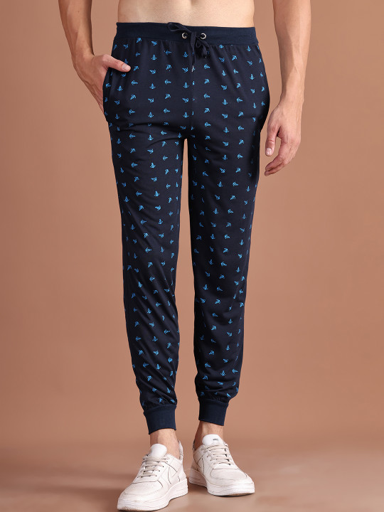 MACK JONNEY Men Navy Blue Printed Jogger