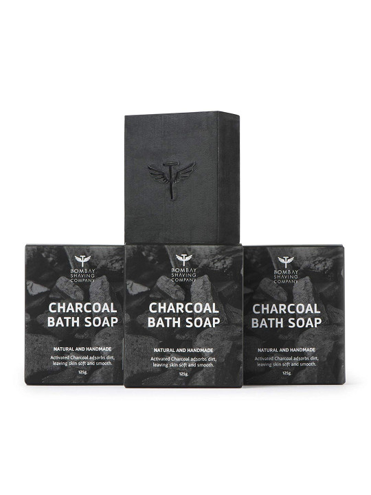 Bombay Shaving Company Set of 3 Activated Bamboo Charcoal Bath Soap 375g
