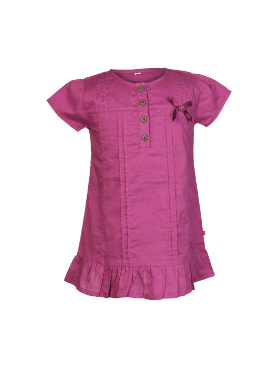 Nino Bambino Girls Organic Cotton Magenta Solid A-Line Top