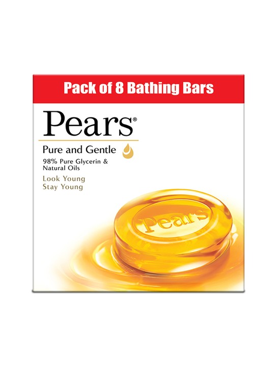 Pears Set of 8 Pure & Gentle 98% Pure Glycerin & Natural Oils Bathing Bars 125 g