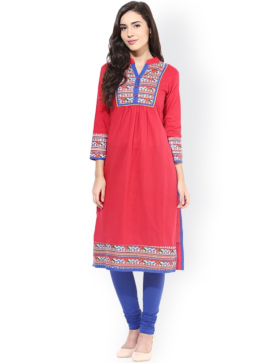 Red Printed Kurta S