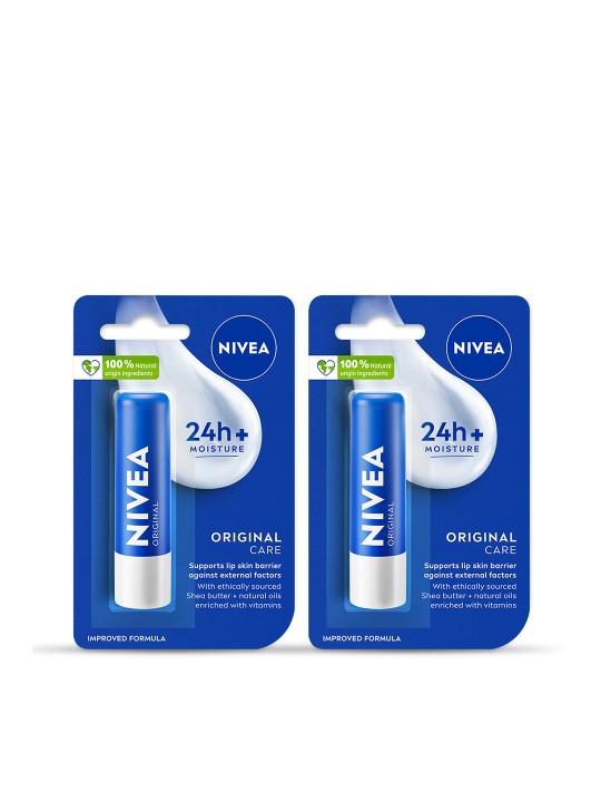 Nivea Set of 2 24 Hr Melt-In Moisture Original Care Lip Balm