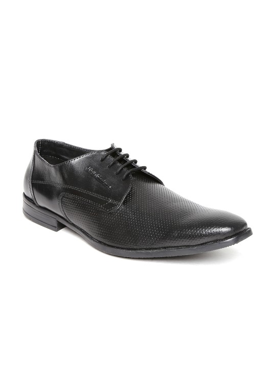 Men Black Textured Leather Formal Shoes 6