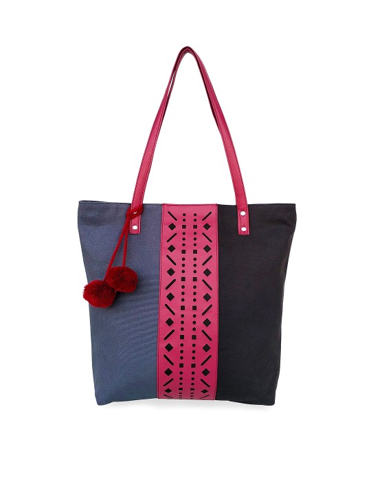 Grey & Black Tote Bag