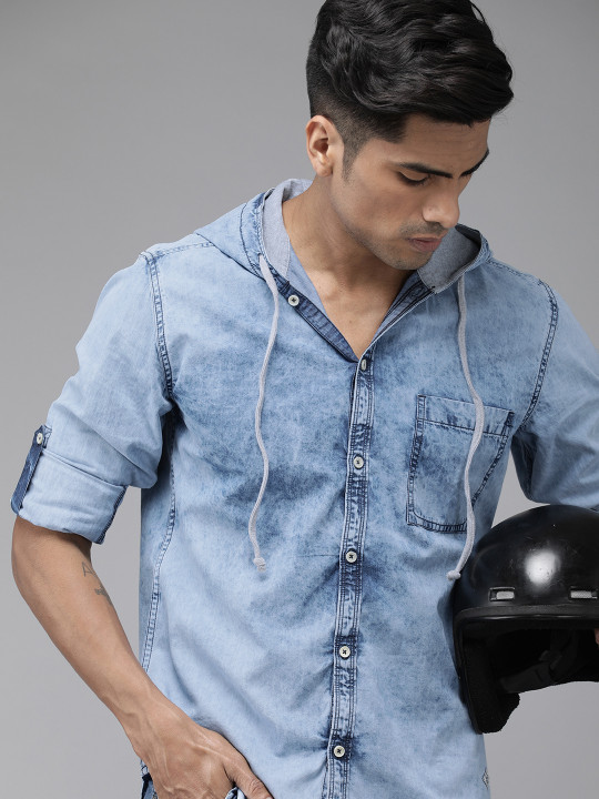 Roadster Men Blue Regular Fit Solid Casual Shirt