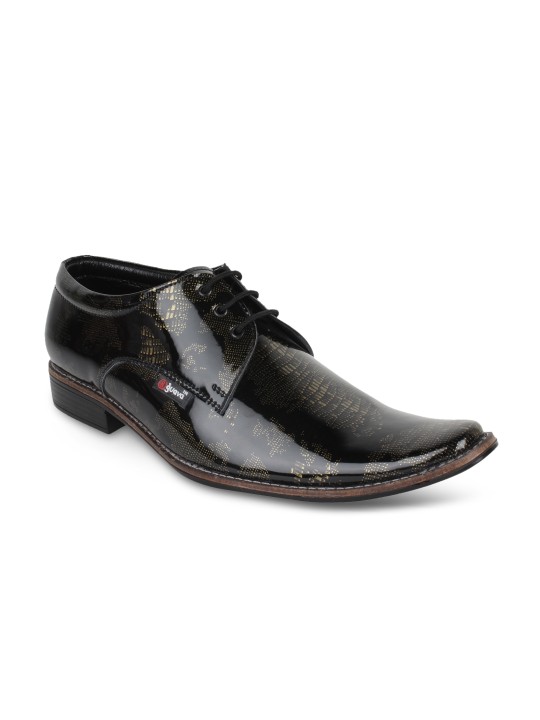Men Black Printed Formal Shoes 6