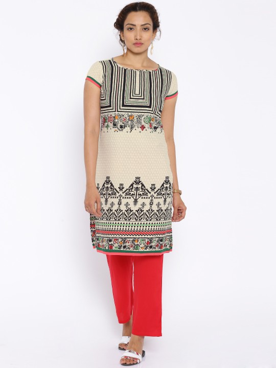 Off-White Printed Kurta S