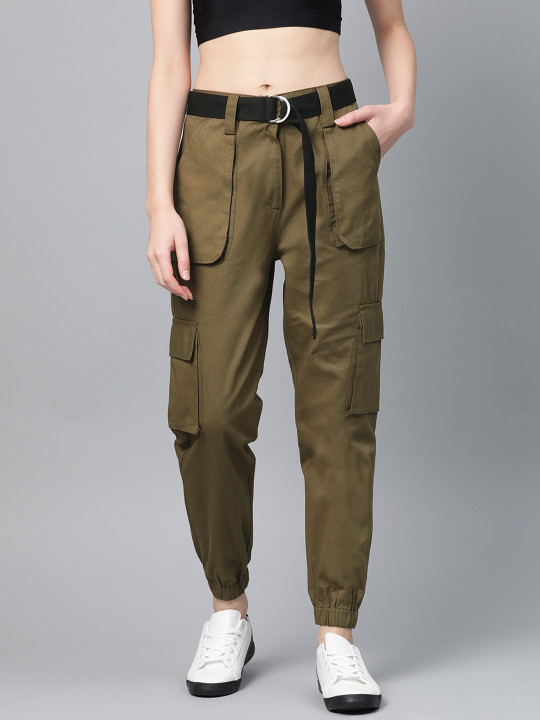 STREET 9 Women Olive Green Cargos