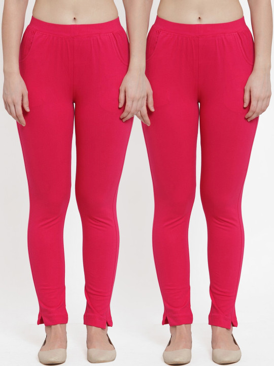 Women Pack Of 2 Solid Straight-Fit Ankle-Length Leggings