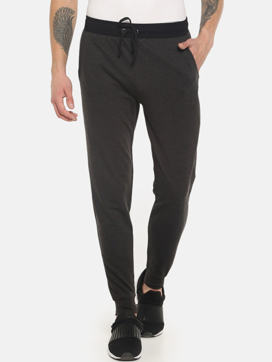 Dollar Men Charcoal Grey Solid Athleisure Joggers
