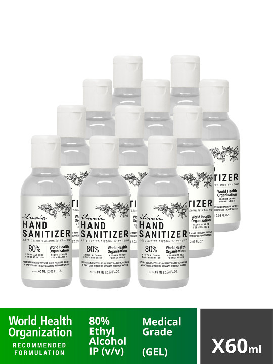 iluvia Professional Pack of 11 Hypoallergenic Gel Sanitizer 60 ml each