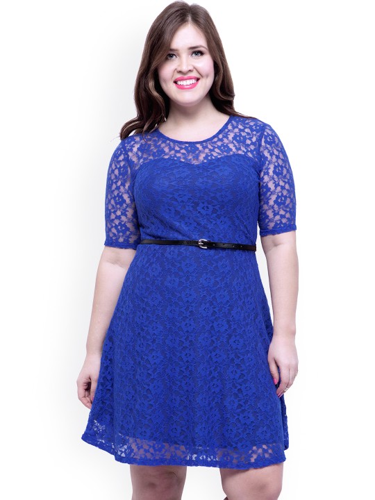 Blue Lace A-Line Dress XL