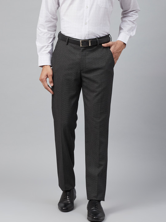 Louis Philippe Men Slim Fit ELASTICA Comfort Stretch Checks Formal Trouser