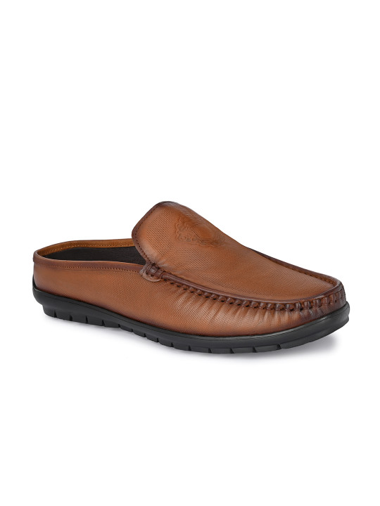 Hitz Men Brown Leather Mules