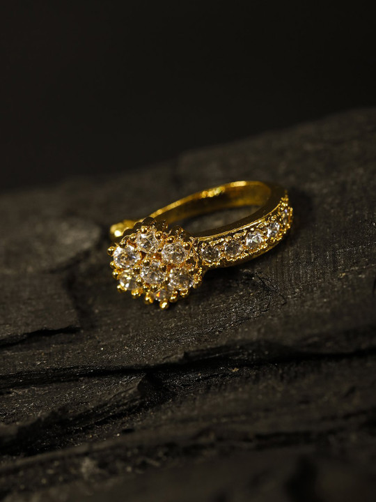 Priyaasi Gold-Plated American Diamond Studded Clip-On Nosepin