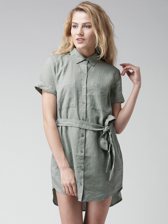 chinese dress ladies English Factory Women's Linen Belted Midi Dress main image 0