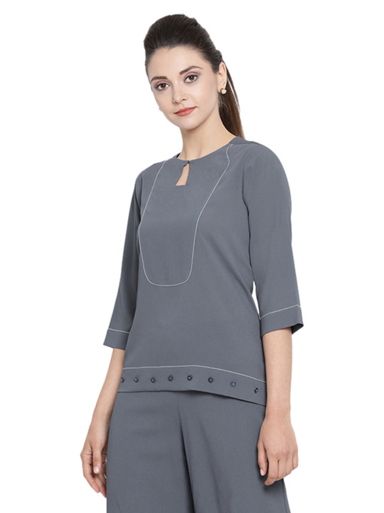 OFFICE & YOU Women Blue Solid Top