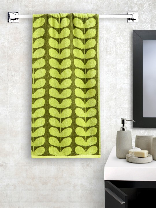 Green Leaf Pattern Cotton Bath Towel
