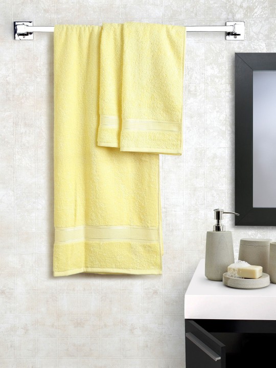 Yellow Cotton Set of 3 Towels