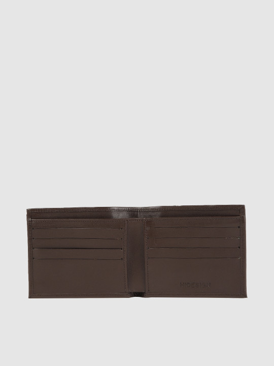 men brown solid two fold leather wallet