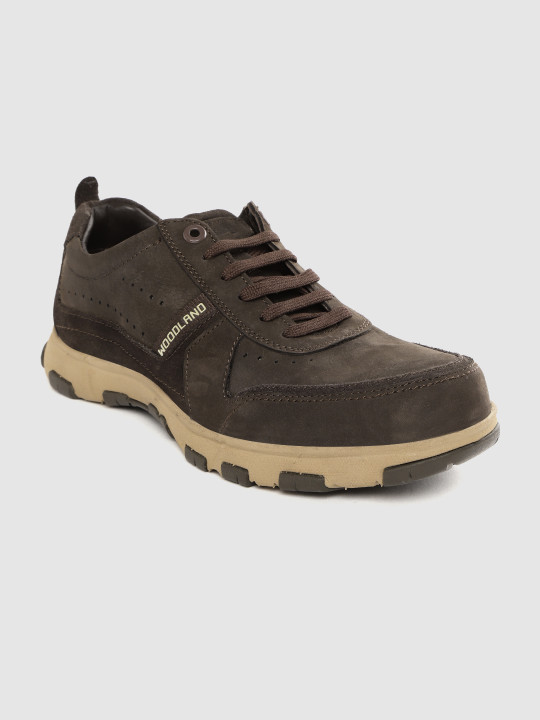 Woodland Men Coffee Brown Nubuck Solid Sneakers