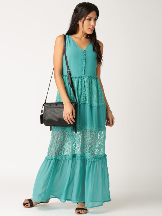 from Deepika Padukone Blue Chiffon Tiered Maxi Dress