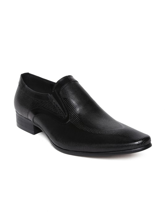 Buy Men Black Leather Textured Formal Shoes 11 Online at