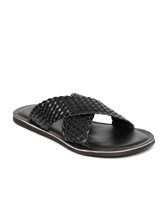 Men Black Leather Sandals 7