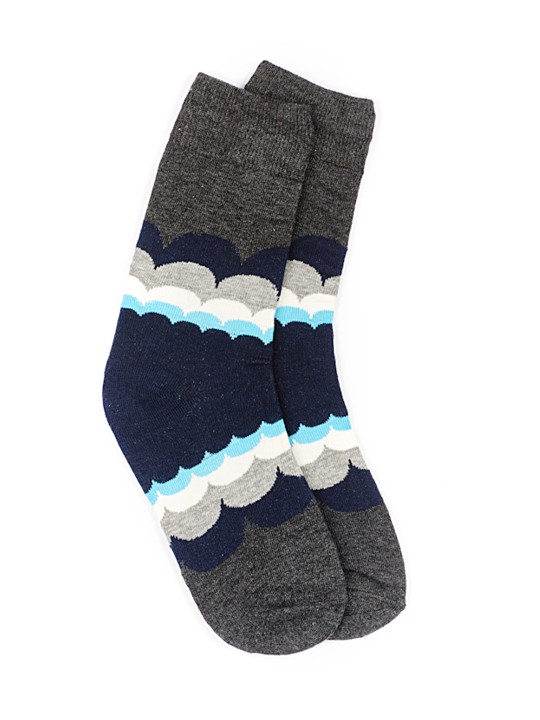 Men Grey & Blue Patterned Socks