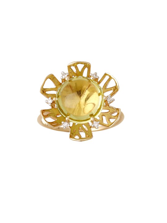 14-Karat Gold Ring with Rhodium Plating Diamonds & Topaz