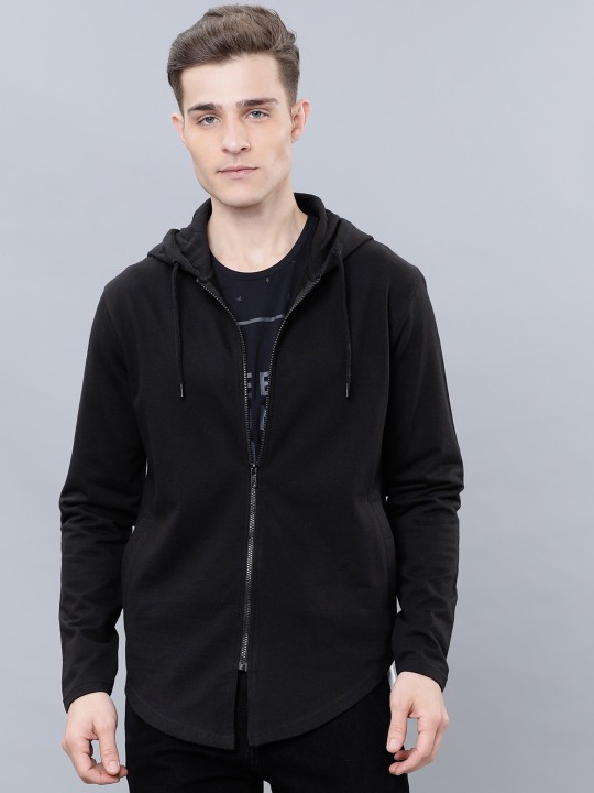 Highlander Men Black Solid Hooded Sweatshirt