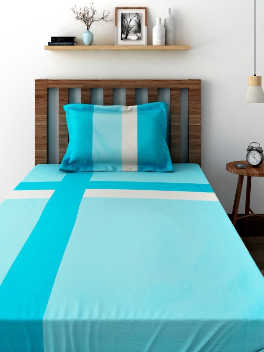 Turquoise Blue Cotton Single Duvet Cover with 1 Pillow Cover