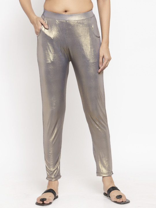 Women Silver-Toned Ankle-Length Leggings