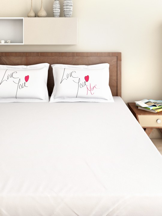White 200 TC Cotton Double Bedsheet with 2 Pillow Covers
