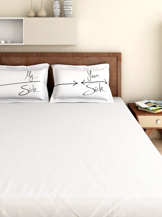 White 200 TC Cotton Double Bedsheet with 2 Pillow Covers