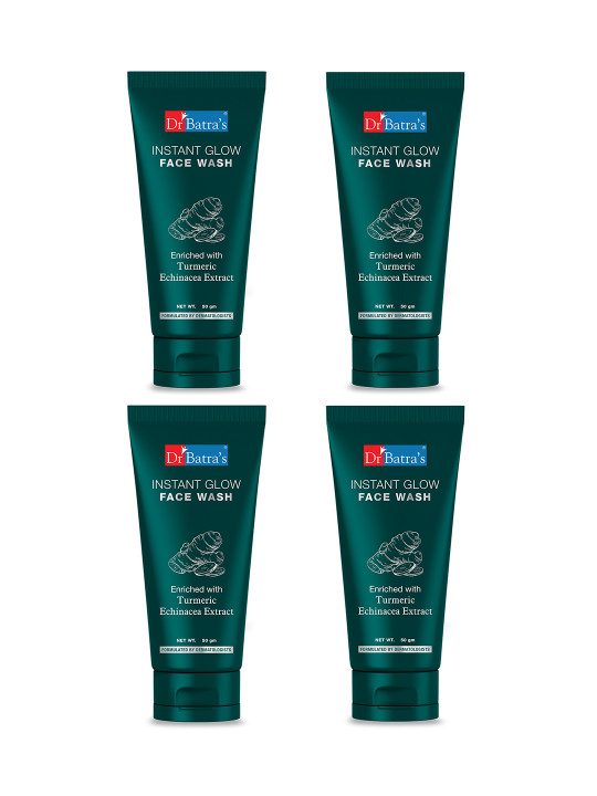 Dr. Batras Set Of 4 Instantglow Face Wash With Turmeric For Healthyglowing Skin-50g Each