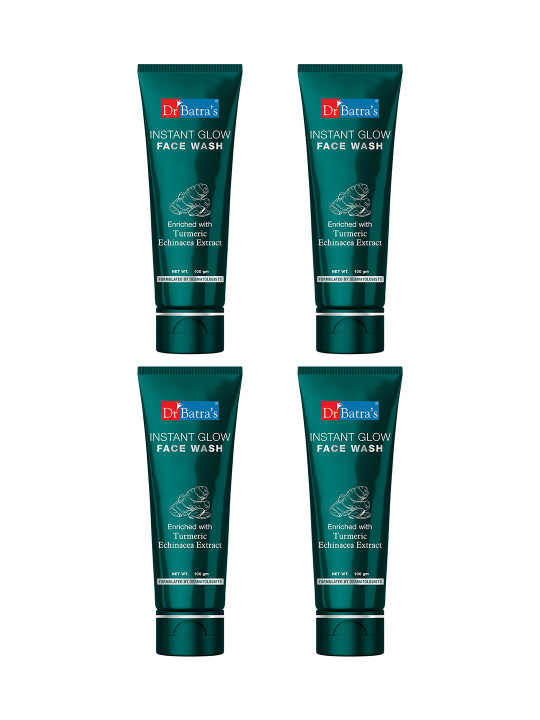 Dr. Batras Set Of 4 Instantglow Face Wash With Turmeric For Healthy Skin - 100g Each