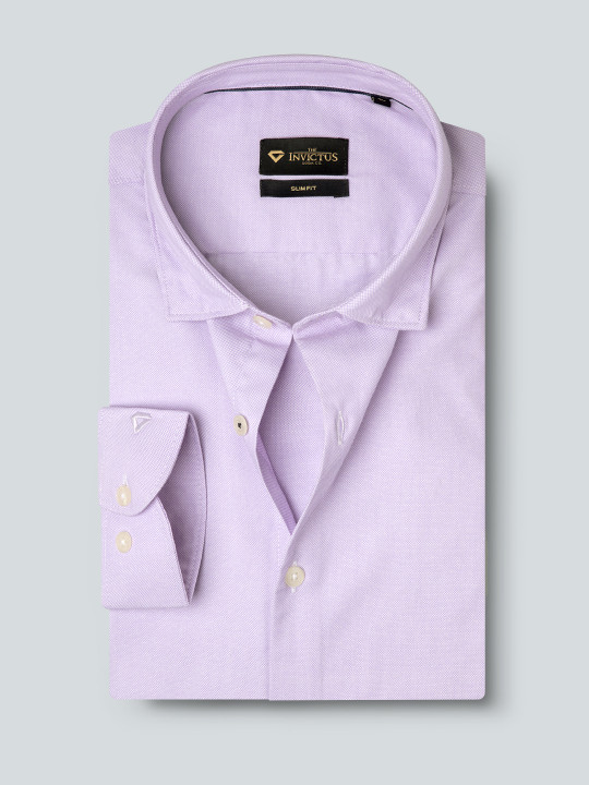 INVICTUS Men Easy Care Lavender Self Design Smart Formal Shirt