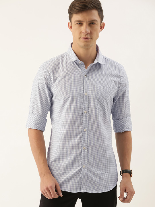 INVICTUS Men Easy Care White Grid Tattersall Checked Formal Shirt