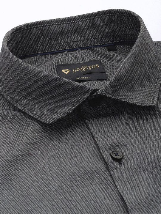 Simple Formal Design Price History of INVICTUS Men Easy Care Charcoal Grey Self Design Smart ...
