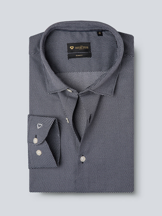 INVICTUS Men Easy Care Black & White Printed Formal Shirt