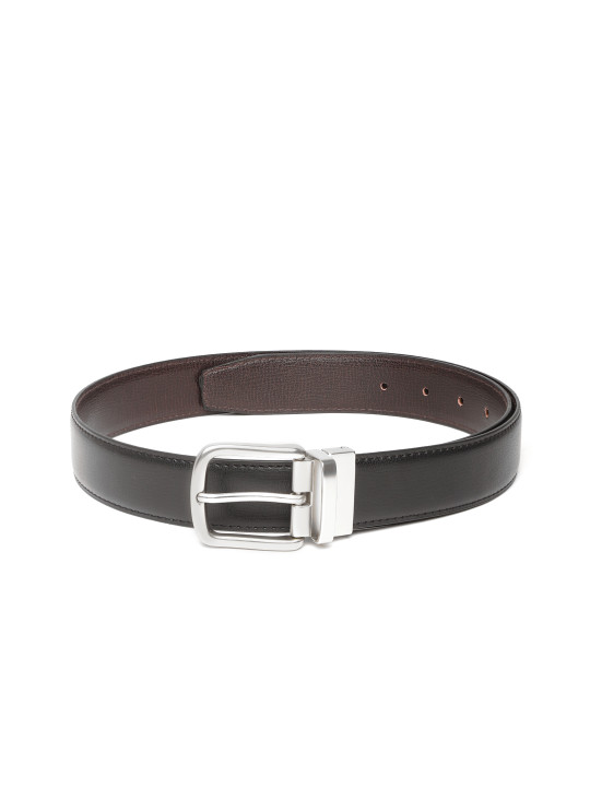 Ultimo Men Black & Coffee Brown Solid Reversible Formal Belt