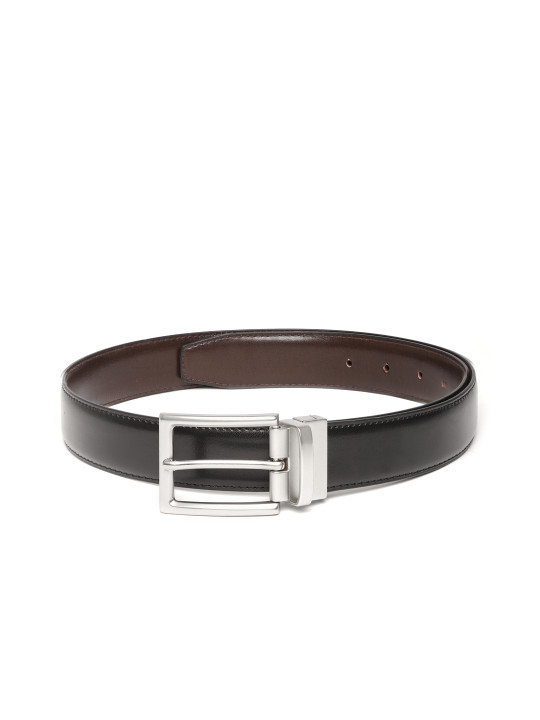Ultimo Men Black & Coffee Brown Solid Reversible Formal Belt