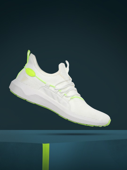 Women White & Lime Green Solid Eclips Running shoe