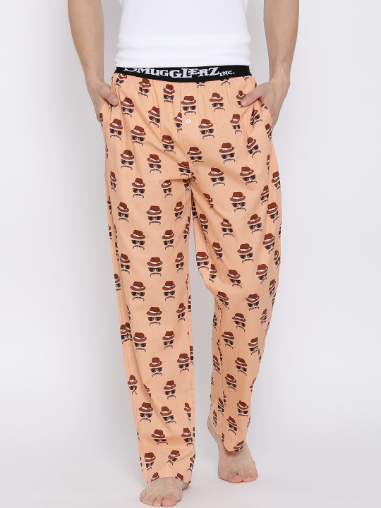 Peach-Coloured Printed Pyjamas FACES S